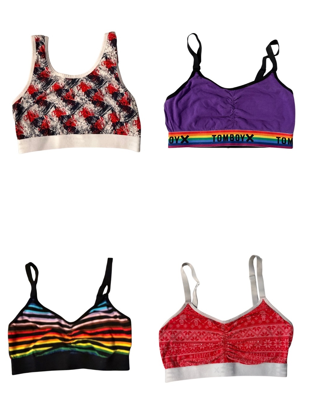 TomboyX - size small lot (3 V Neck Bralettes and 1 Essentials Soft Bra)